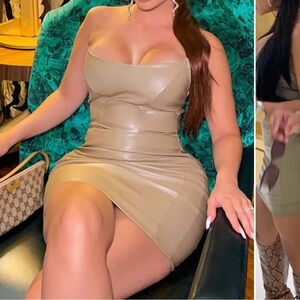 Fashion Nova Nude Faux Leather Dress